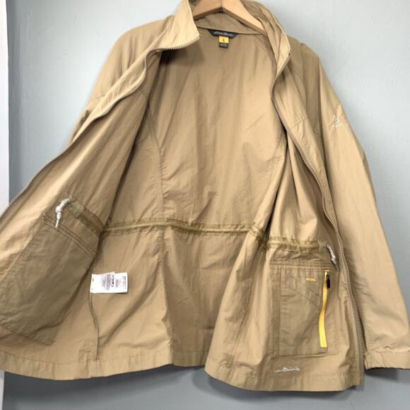 Eddie Bauer Travex Women Size L Tan Nylon Windbreaker Jacket Gorpcore Minimalist - Picture 7 of 10